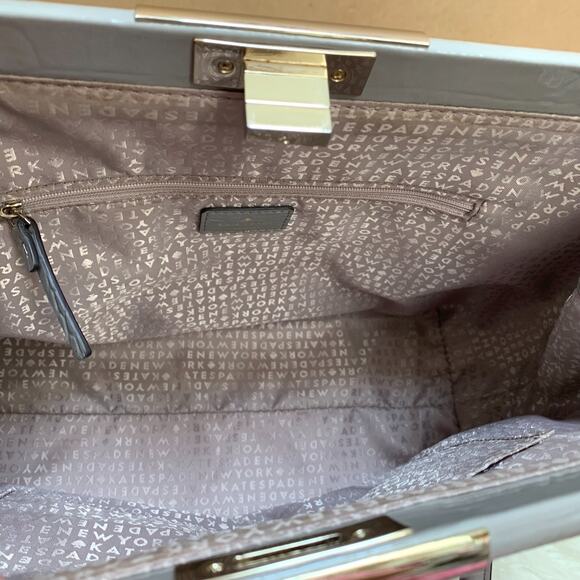 KATE SPADE Knightsbridge Large Gray Croc Emboss Patent Leather CONSTANCE Satchel - Picture 9 of 16